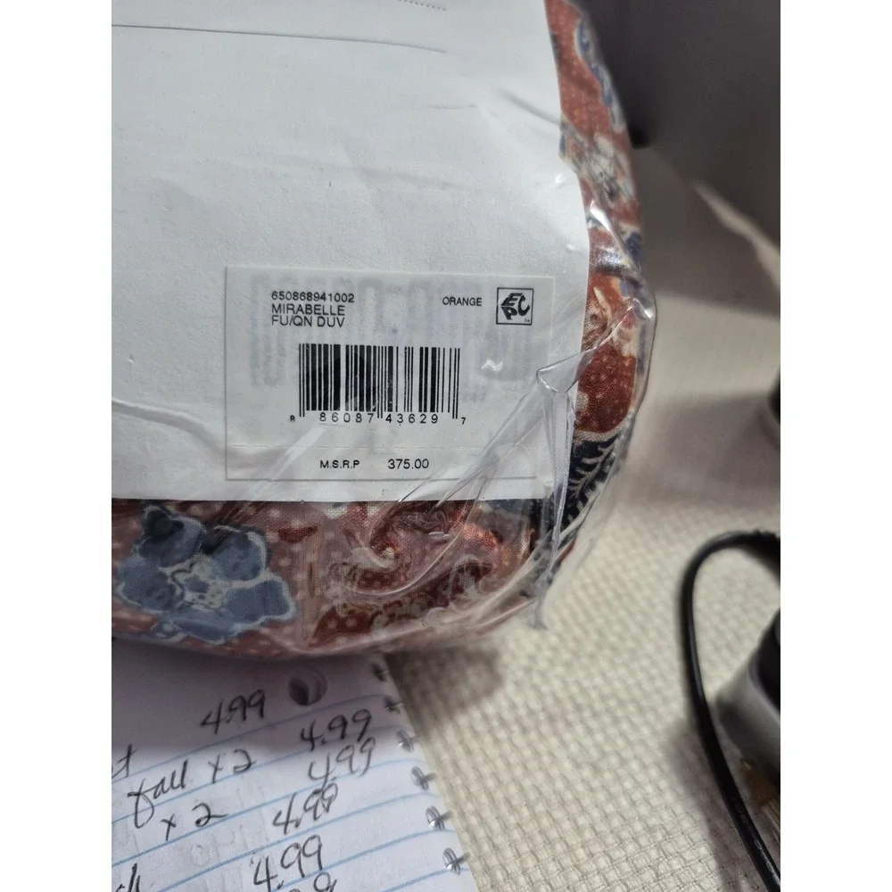 Ralph Lauren Duvet Cover Full/Queen Orange Mirabelle Floral Cotton Retired $375